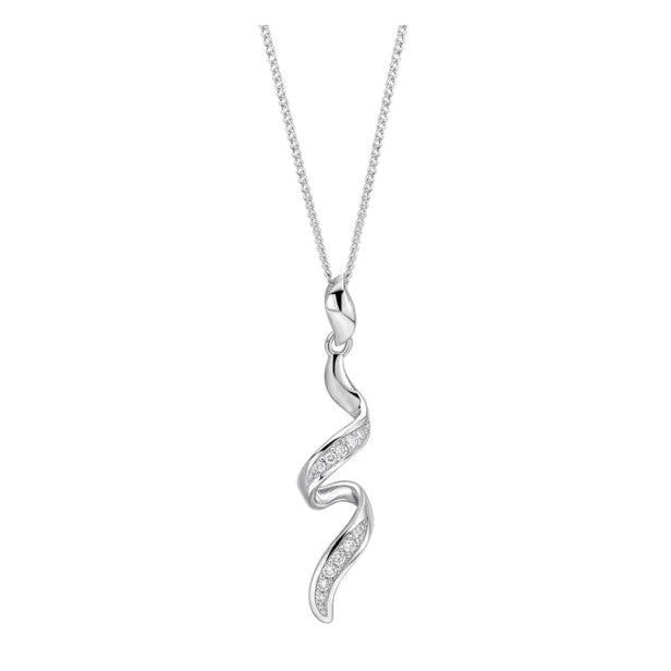 Diamond Twisted Ribbon Drop Pendant