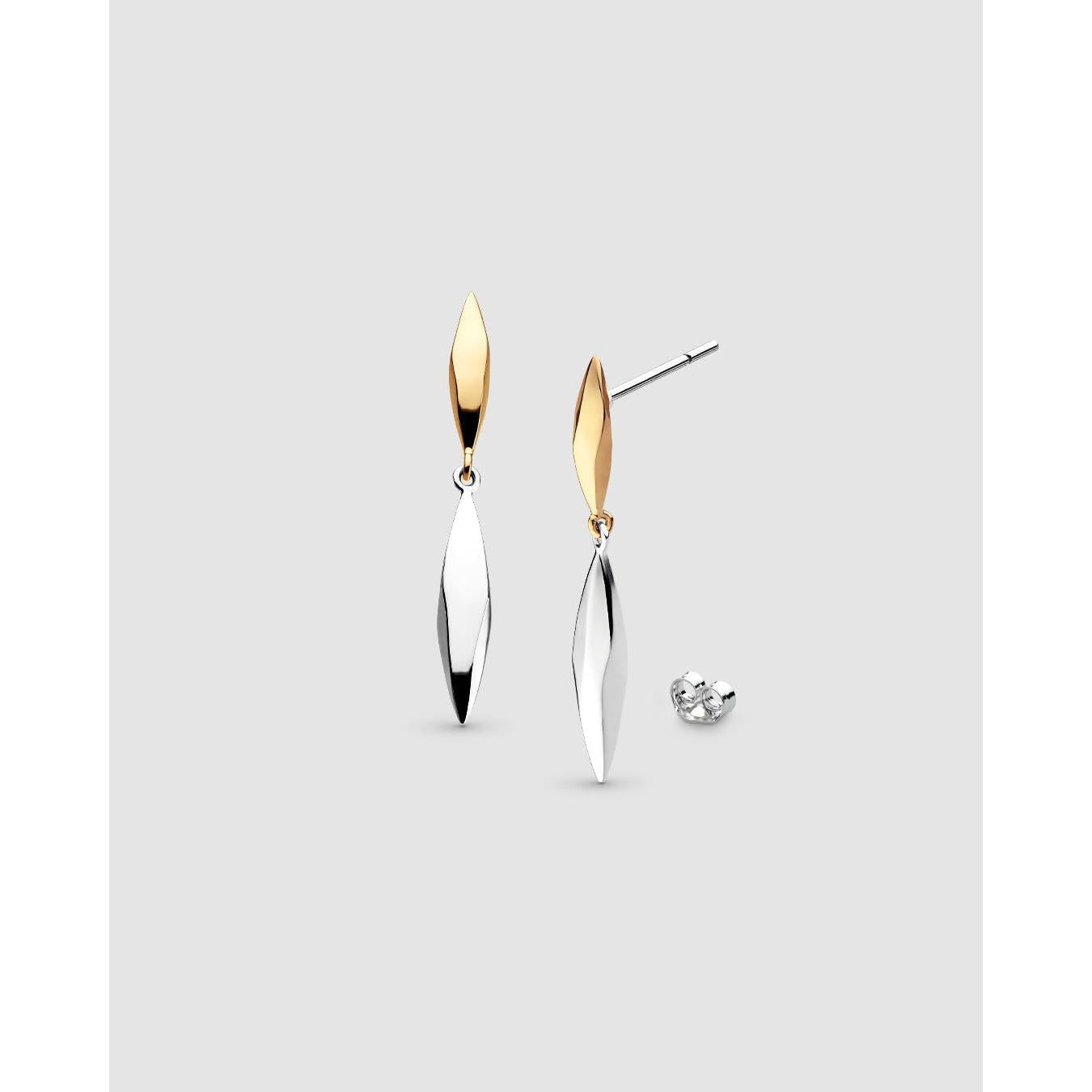 Glint Golden Two-Tone Drop Earrings