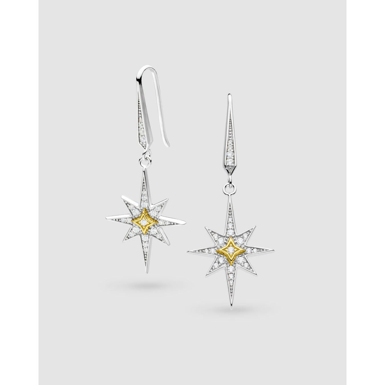 Celeste North Star Grande Drop Gold Plated Drop Earings