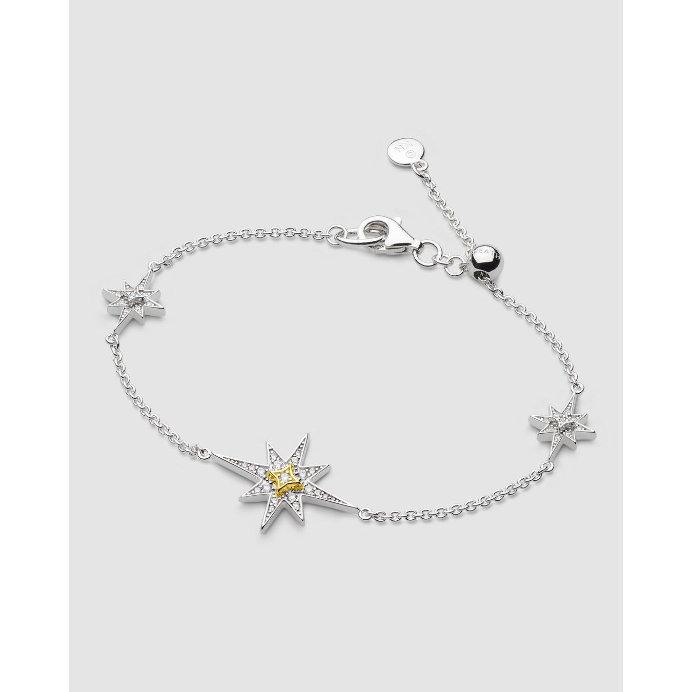 Celeste North Star Cubic Zirconia Slider Gold Plated Bracelet