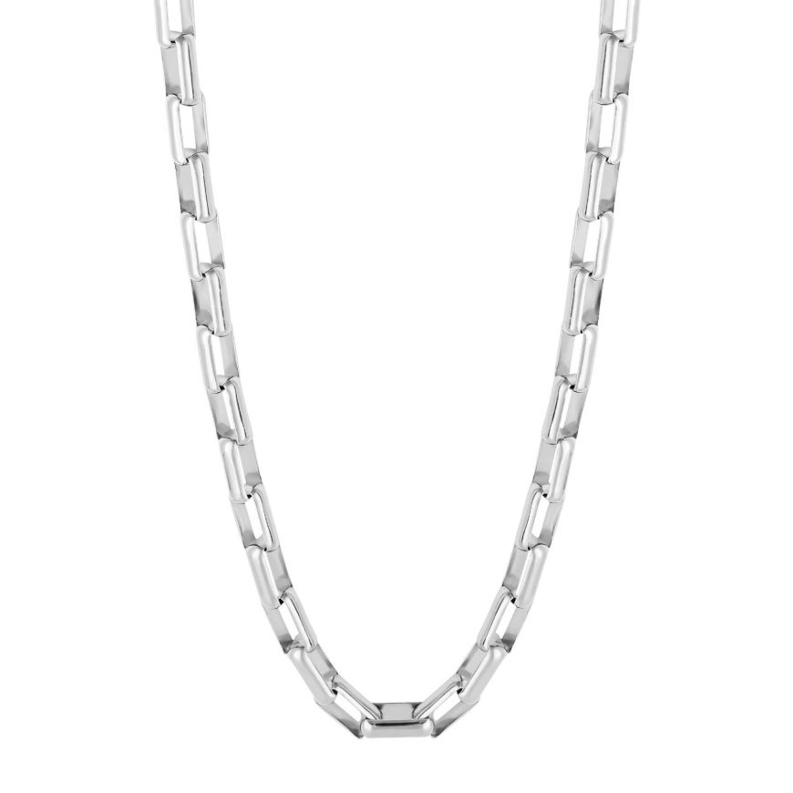 Stainless steel Platinum plated recycled silver box chain 56cms