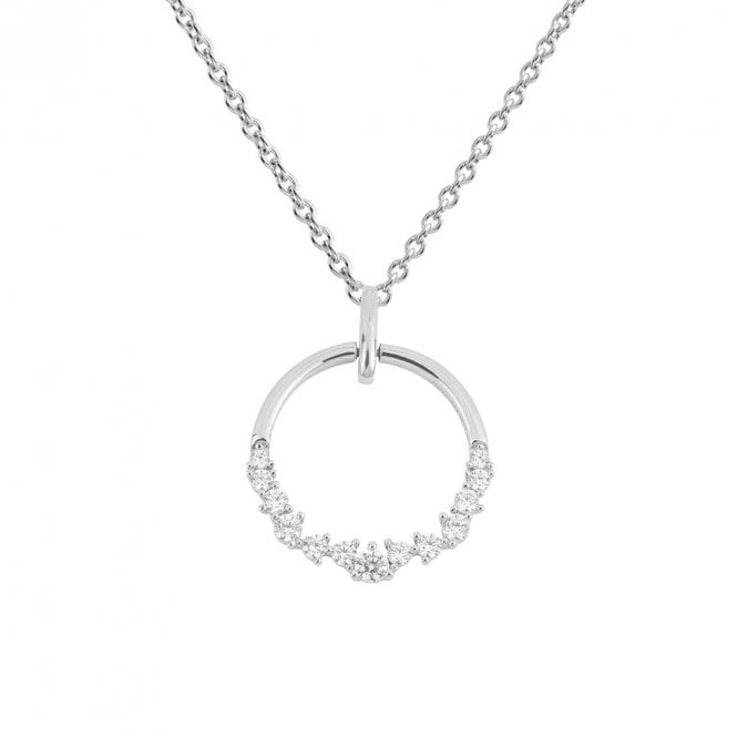 Silver Cubic Zirconia Set Open Circle Pendant
