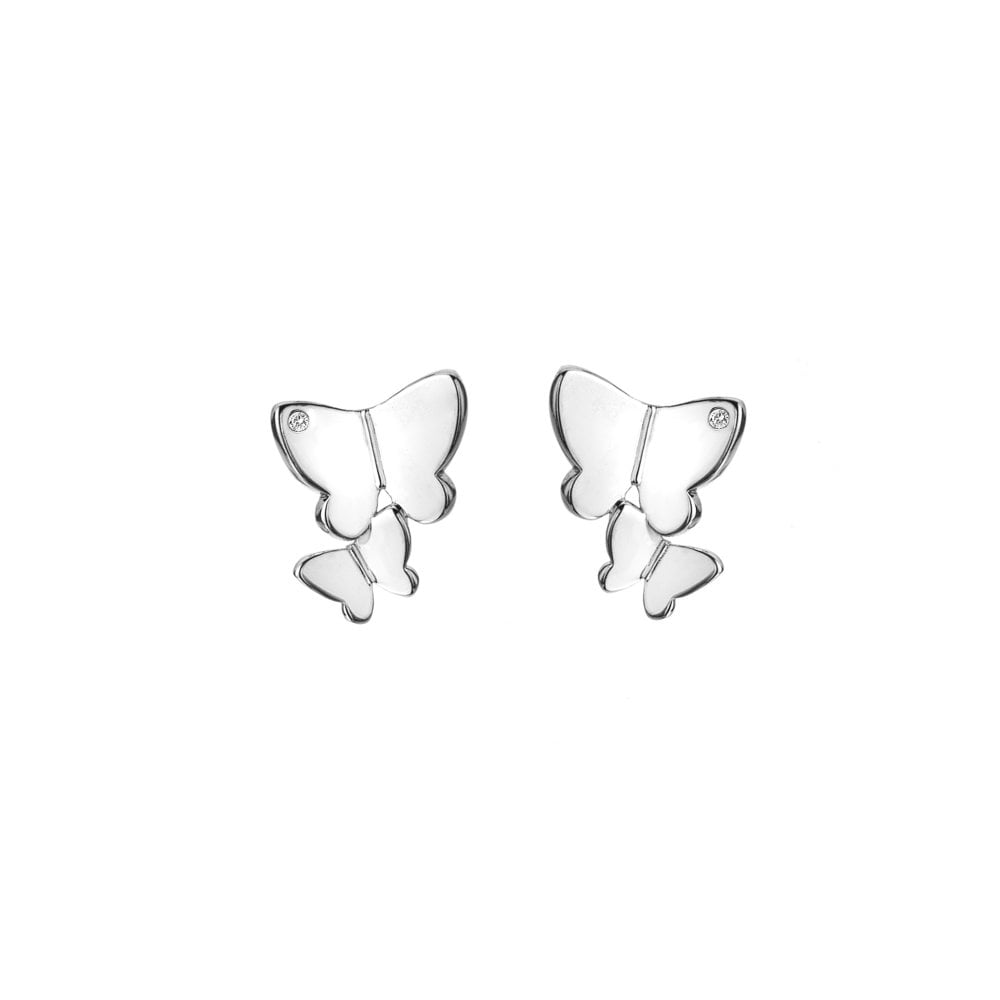 Silver Diamond Set Flutter Statement Earrings