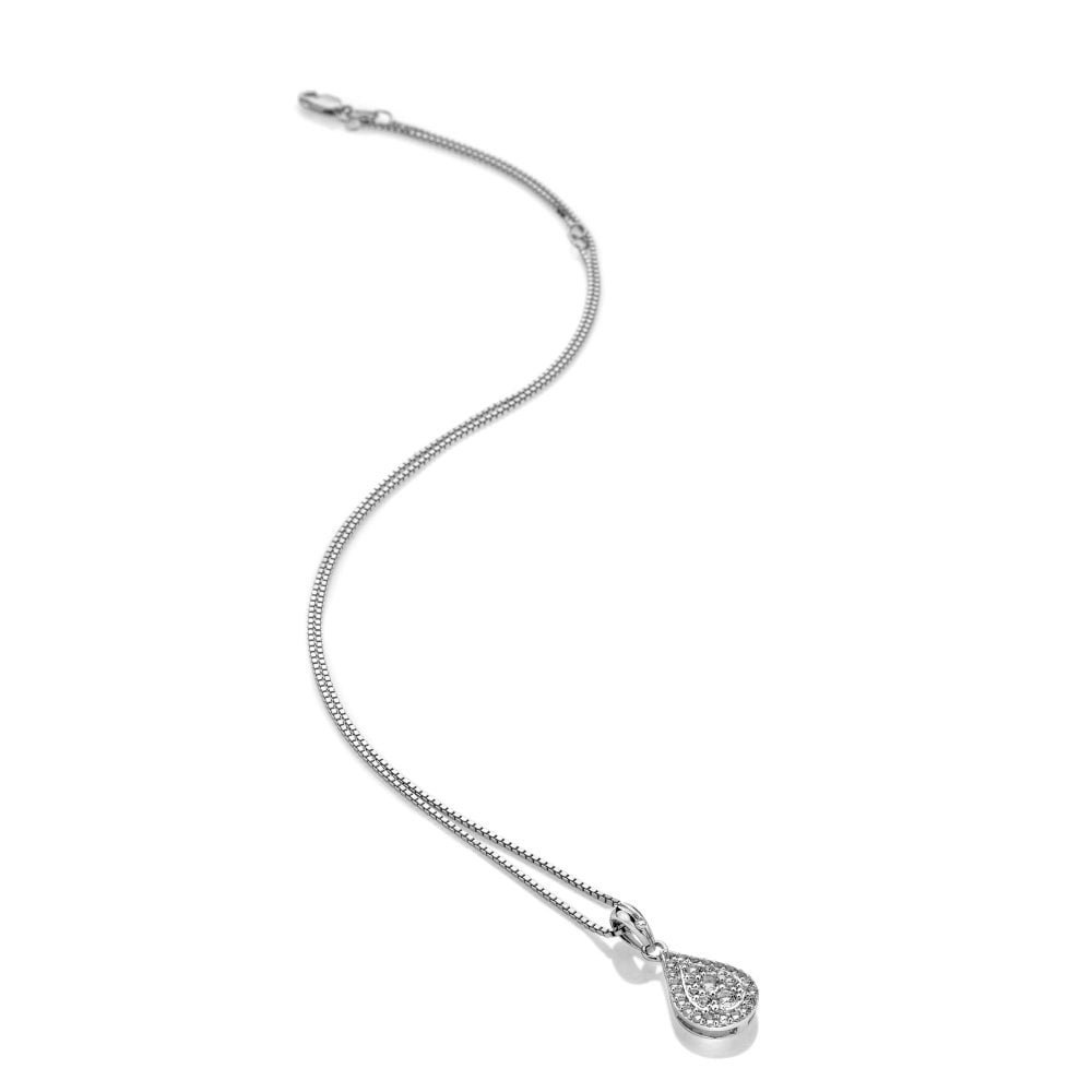 HD Silver Glimmer White Topaz Pendant + 16'-18' Chain