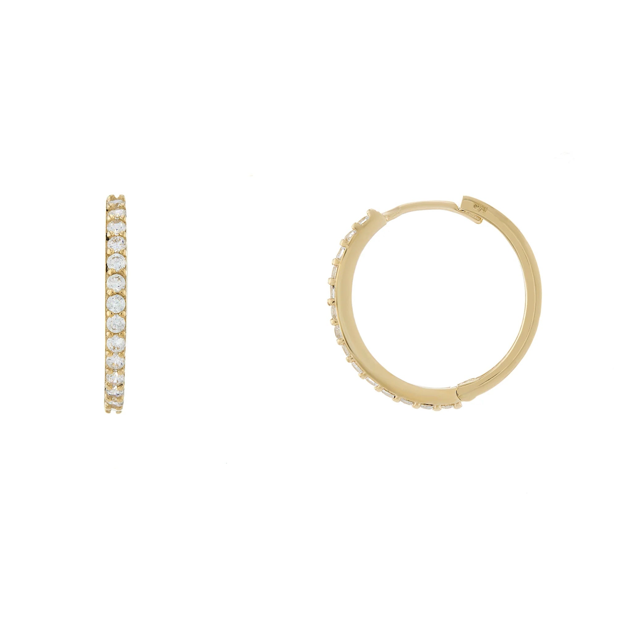 9ct Gold Cubic Zirconia Hoop Earrings