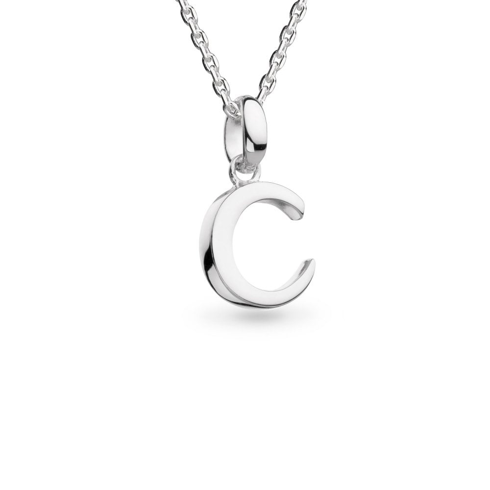 Rhodium Plated Silver Signature Skript Capital C Necklace