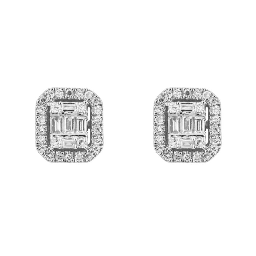 9ct yellow gold Diamond Square pave studs