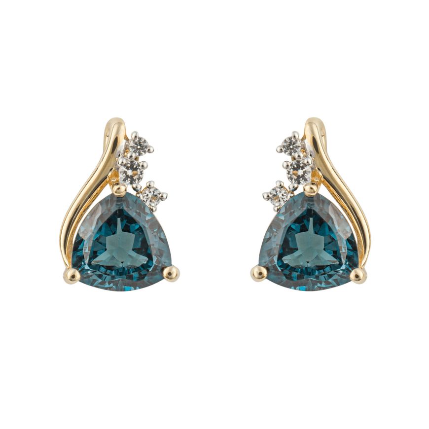 9ct Yellow Gold Lon Blu Trill Topaz stud
