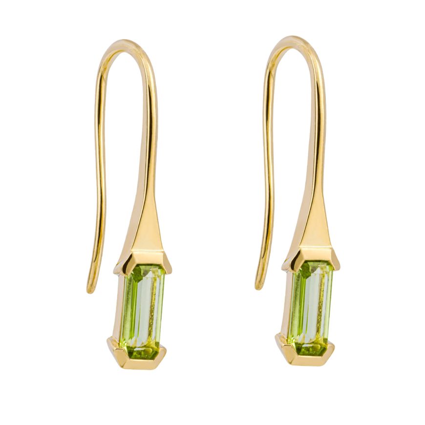 9ct Yellow Gold Peridot Hook Earrings