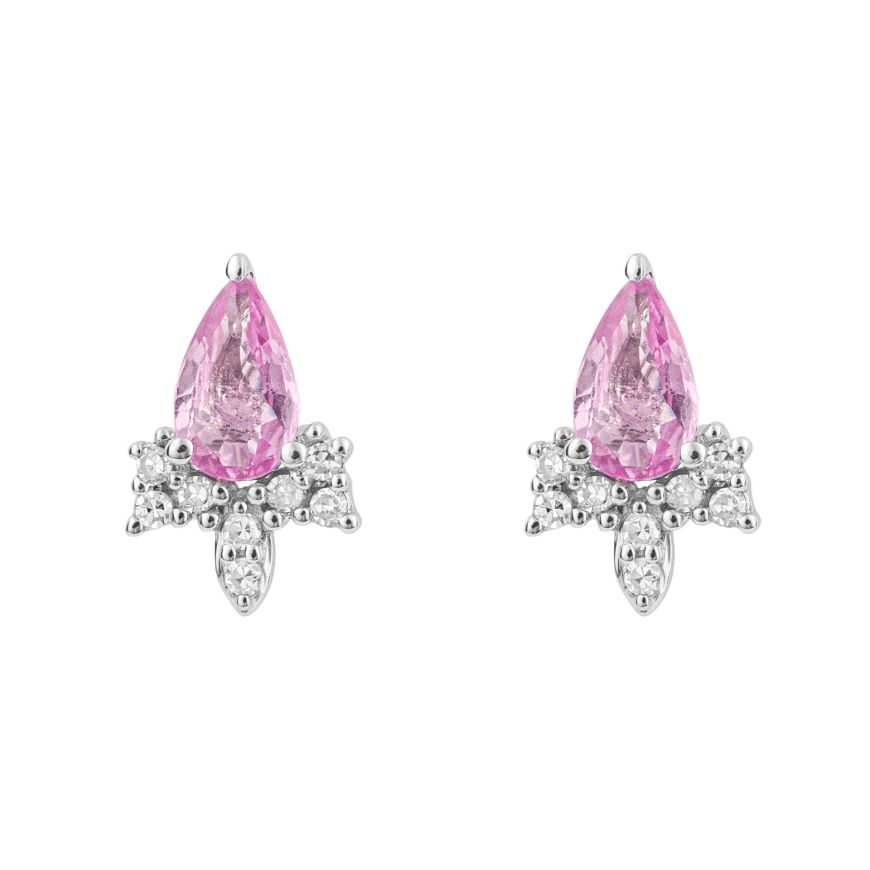 9 carat white gold Pink Sapphire and diamond studs