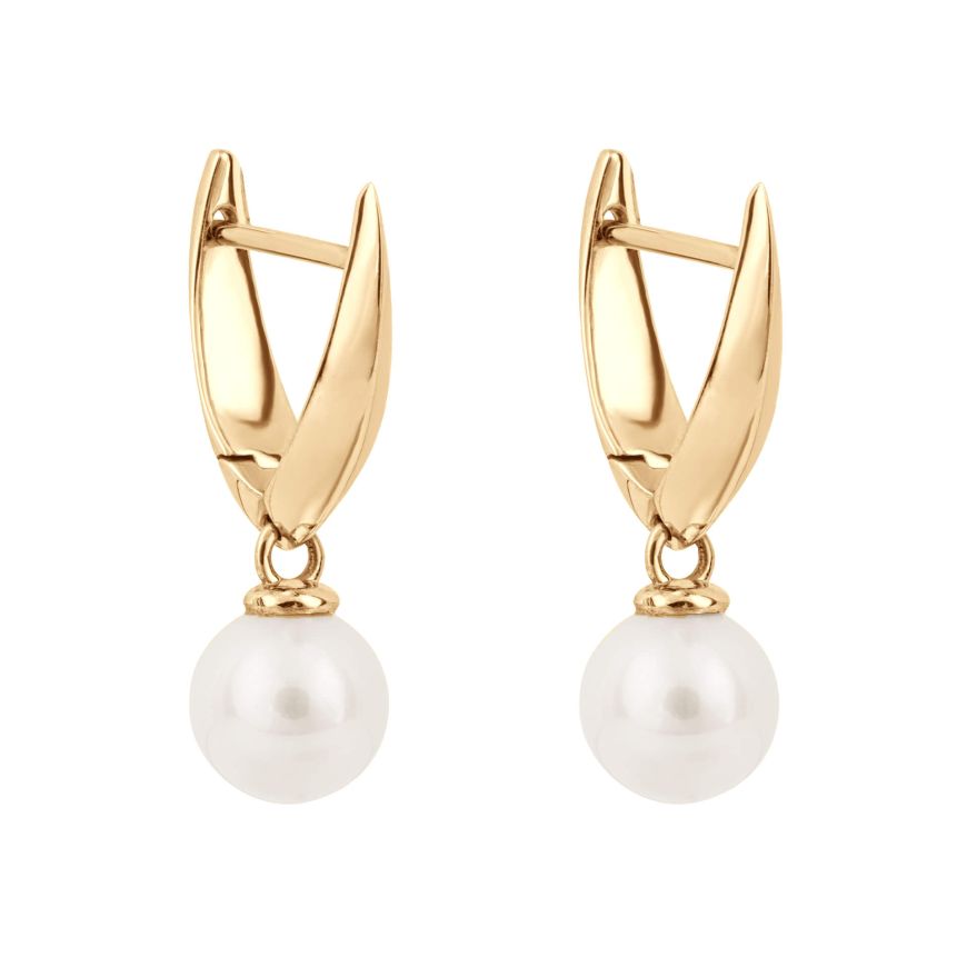 9ct yellow gold white freshwater pearl drops