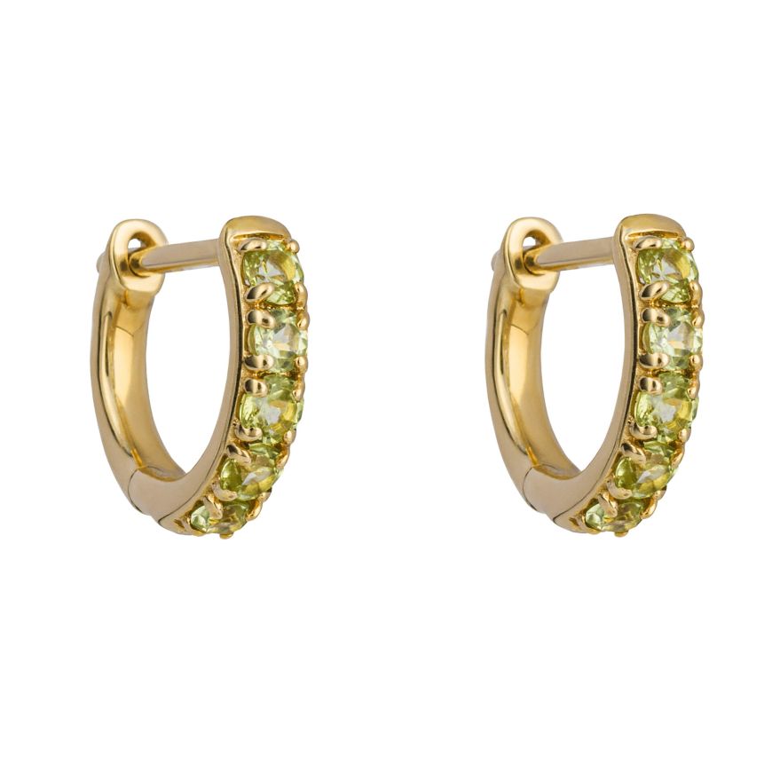 9ct yellow gold Peridot set hoops