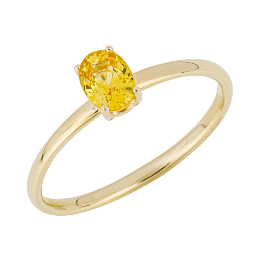 Oval Cut Yellow Sapphire Ring in 9ct Gold