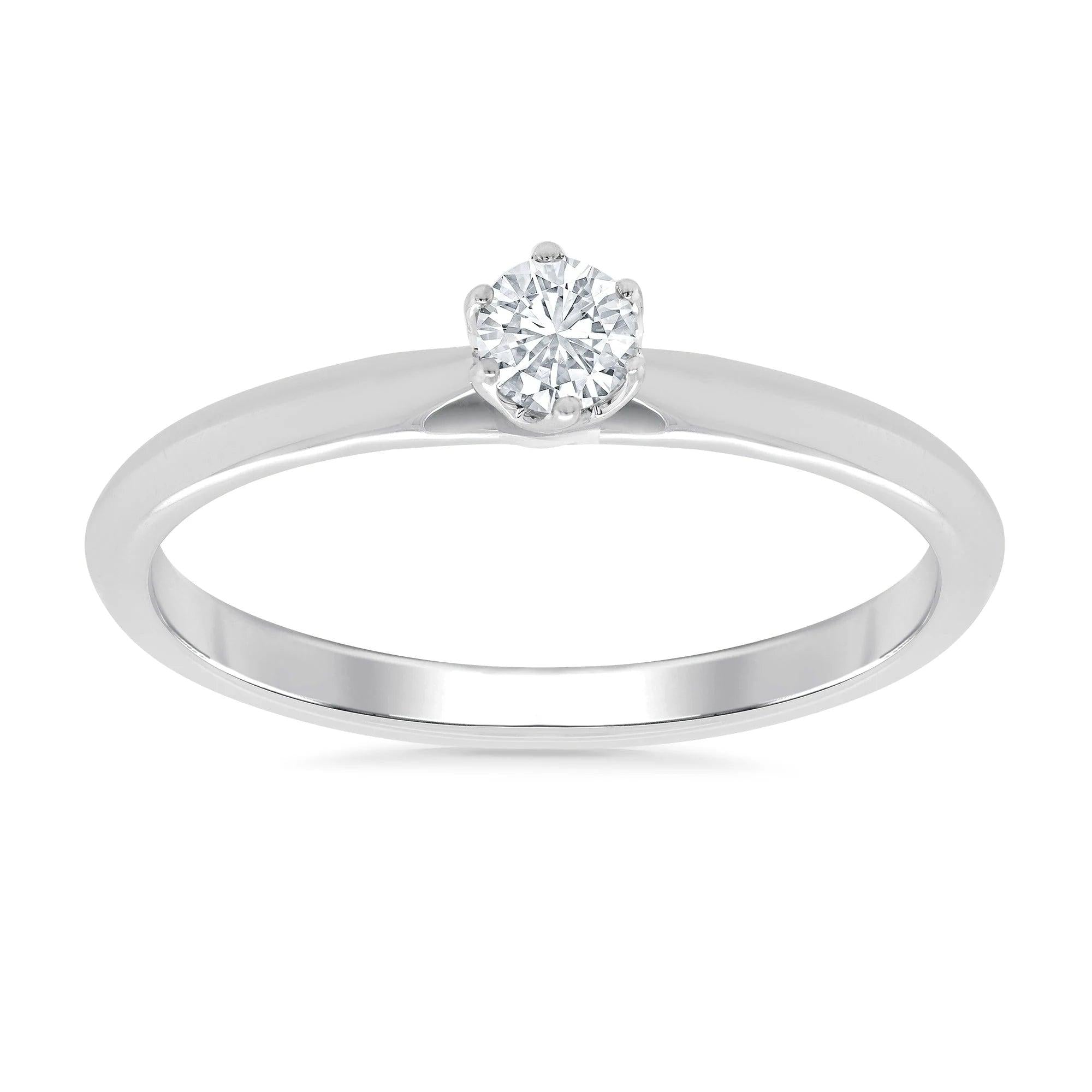 9ct white gold single diamond ring