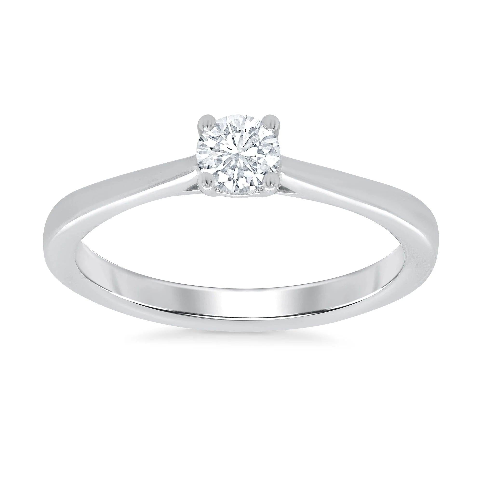 9ct white gold single diamond ring