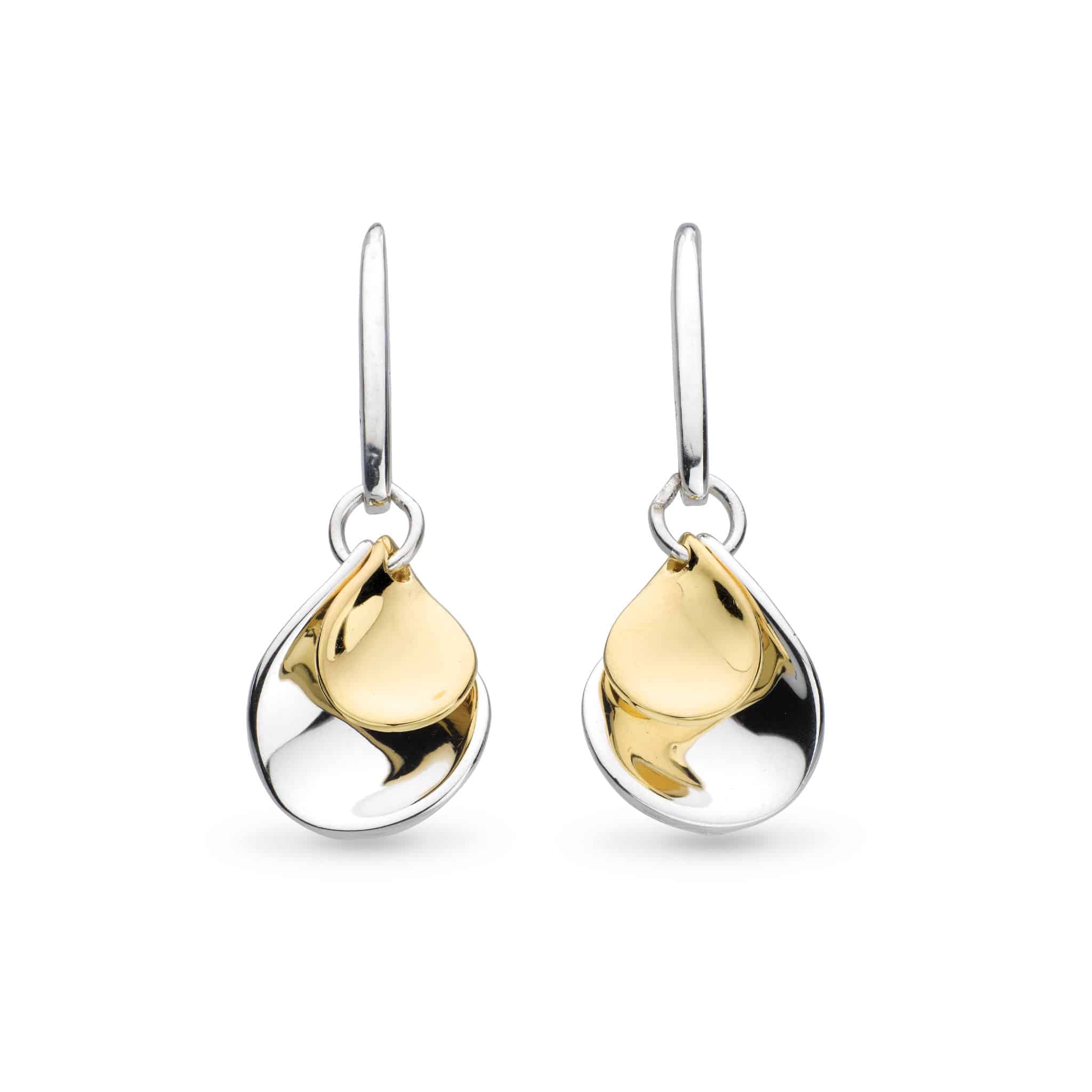 Silver & Yellow Gold Plated Blossom Enchanted Petal Golden Drop Earrings