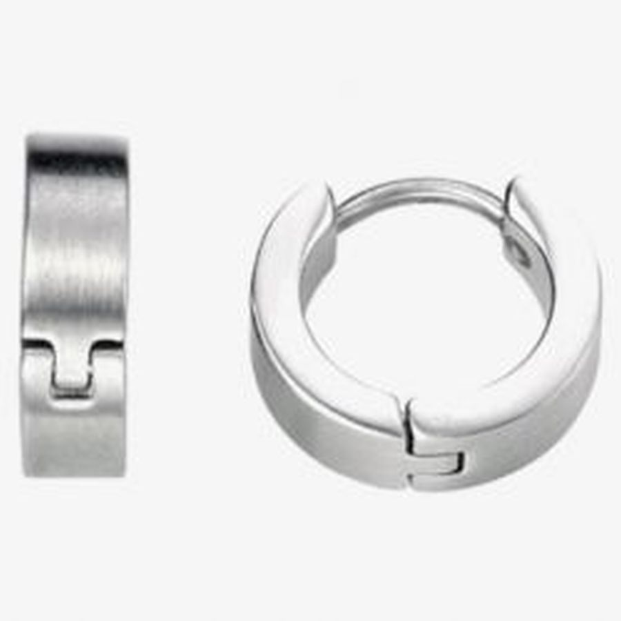 FB Stainless Steel Brushed Huggie Earring