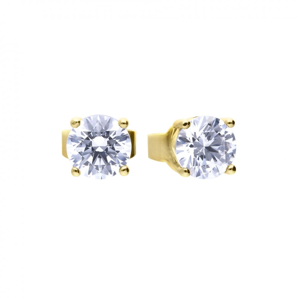 Gold Plated Silver 0.50ct Cubic Zirconia Solitaire Stud Earrings
