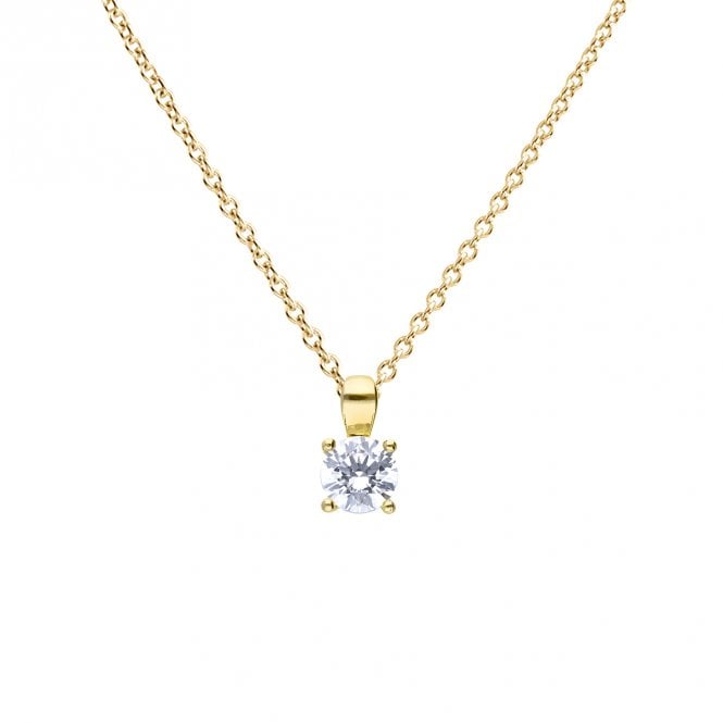 Gold Plated Silver 0.75ct Cubic Zirconia Solitaire Pendant