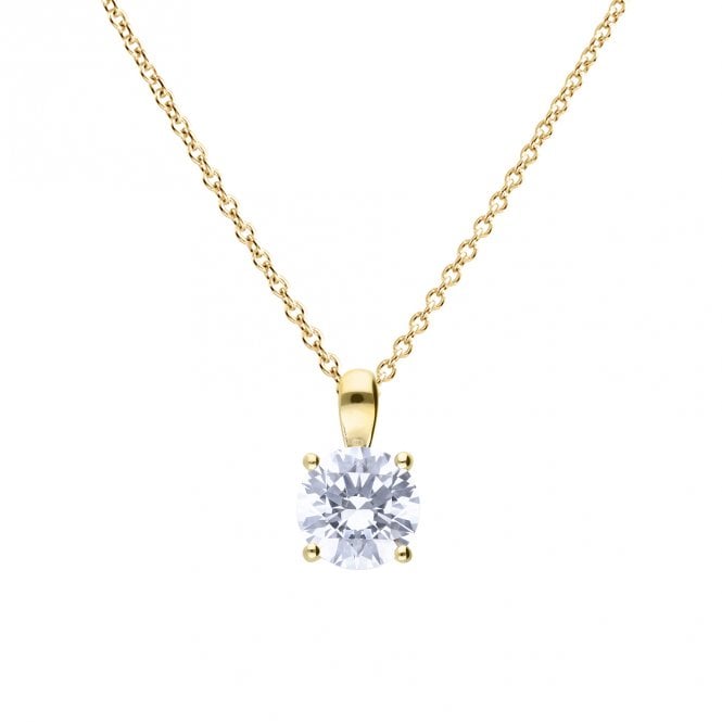 Gold Plated Silver 2.00ct Cubic Zirconia Solitaire Pendant