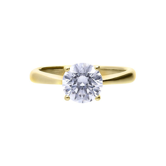 Silver Gold Plated 2.00ct Cubic Zirconia Solitaire Ring