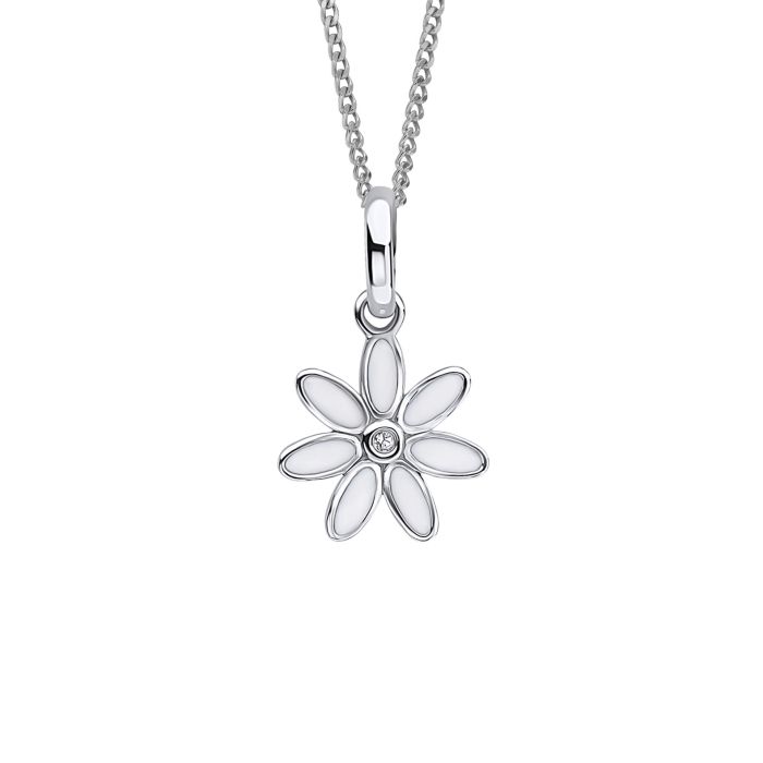 D 4 Diamond Silver Daisy Pendant
