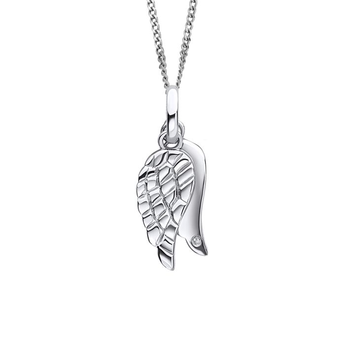 D 4 Diamond Silver Wings Pendant