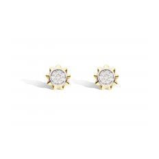Silver & Yellow Gold Plated Celeste CZ Pave Small Sun Stud Earrings