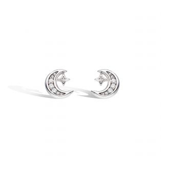 KH Silver Celeste CZ Pave Small Crescent Moon Stud Errngs