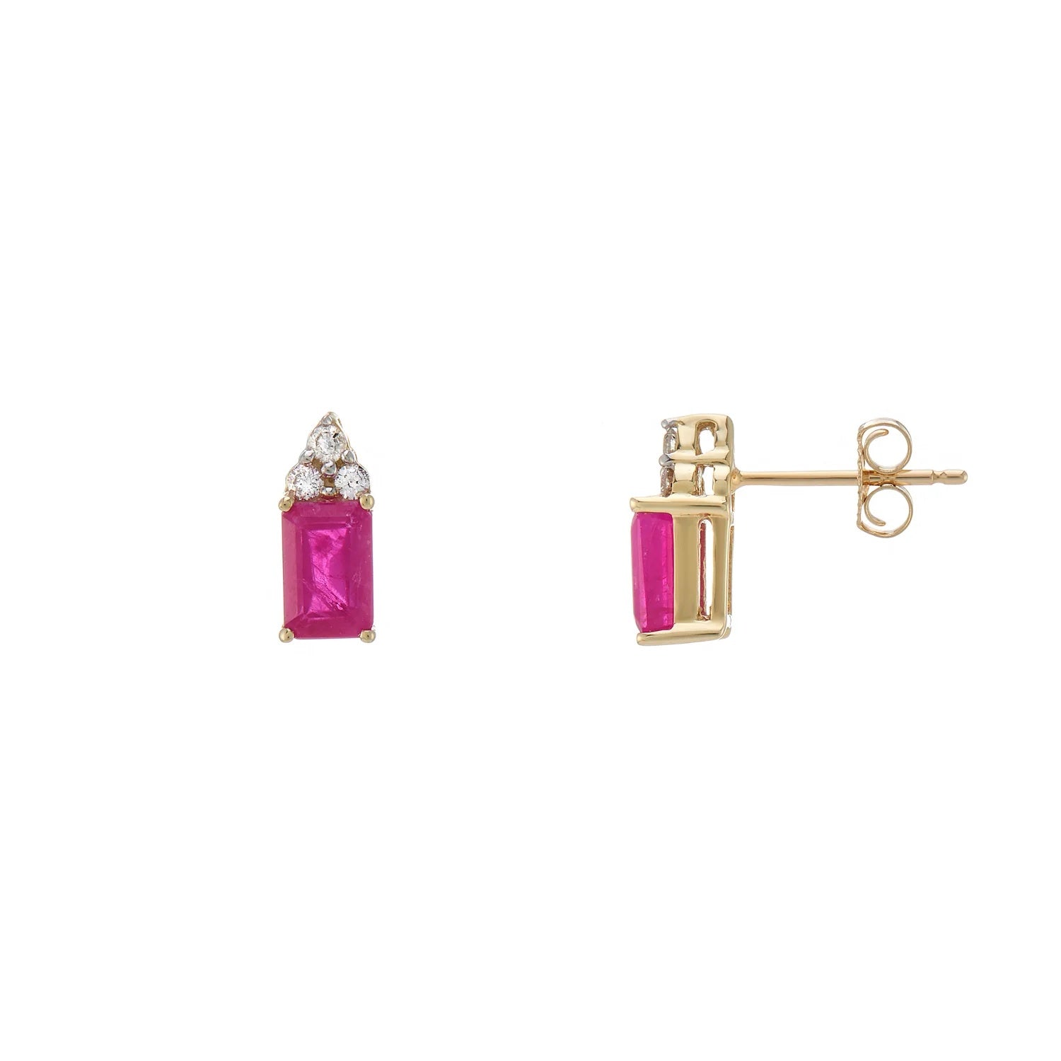 18ct Yellow Gold Ruby & Diamond Stud Earrings