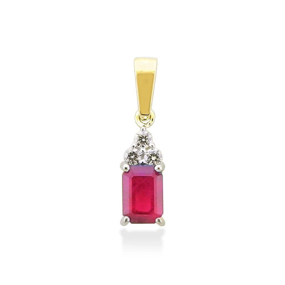 18ct Gold Octagonal Ruby & Diamond Pendant