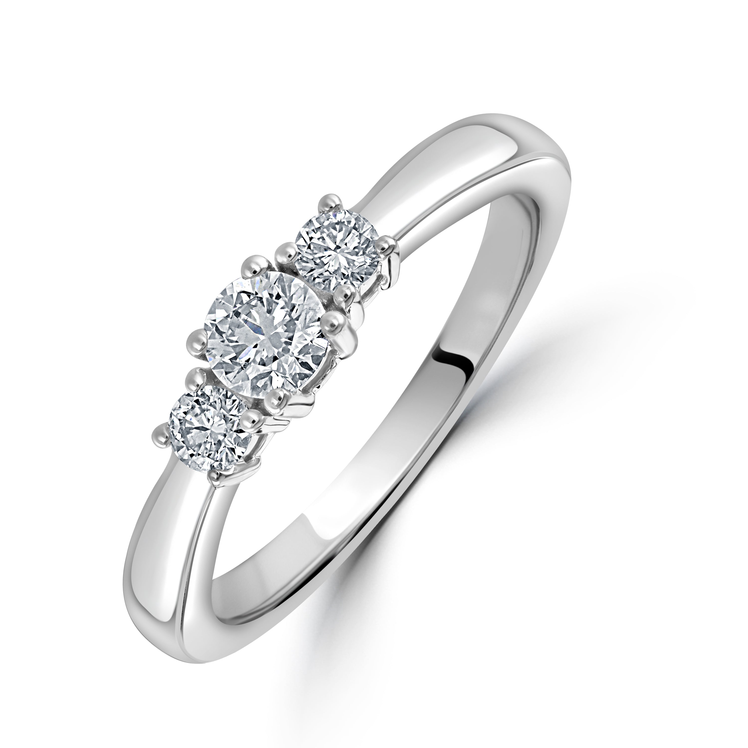 18ct White Gold 4-clw b/c dia 3-st ring
