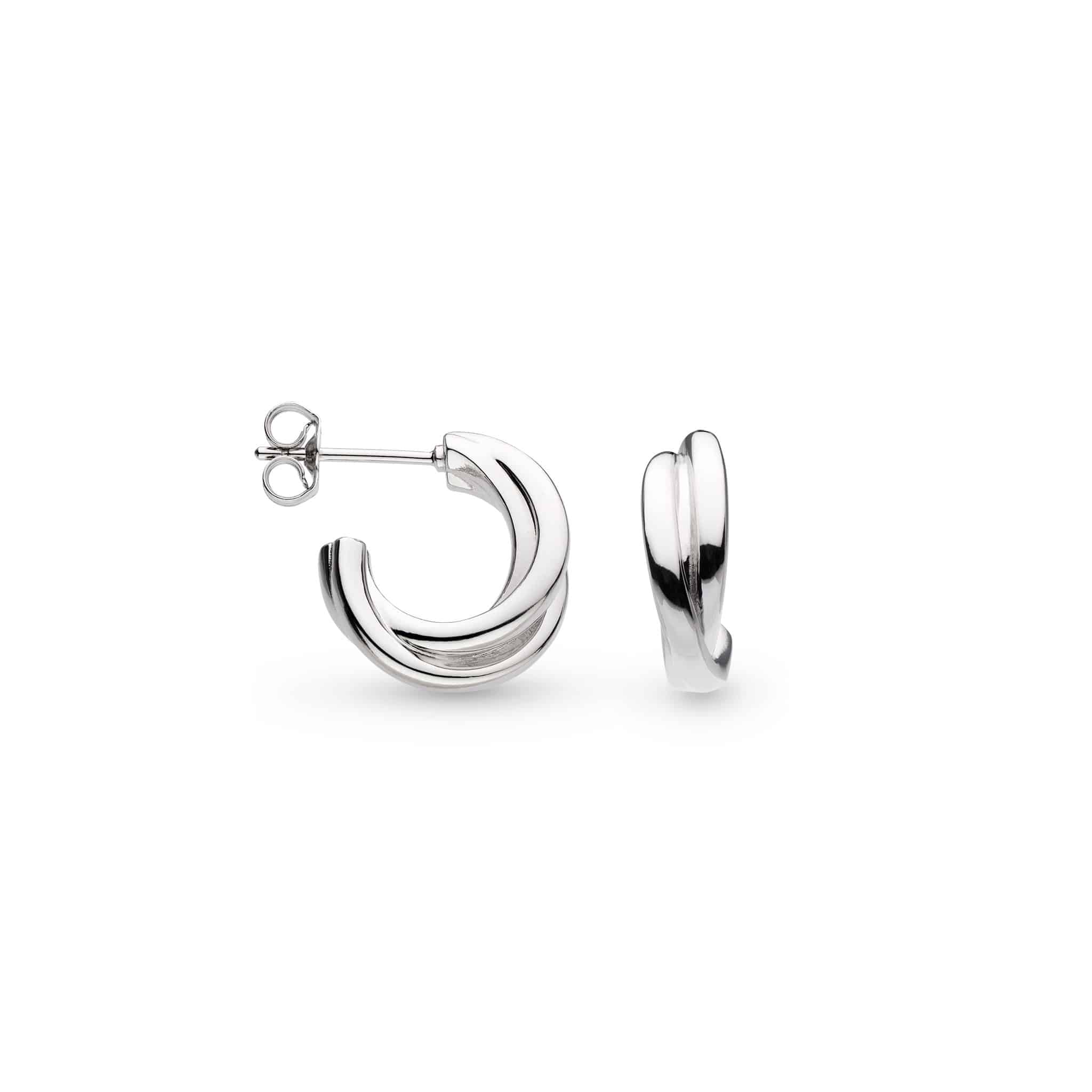 Silver Bevel Trilogy Semi Hoop Earrings