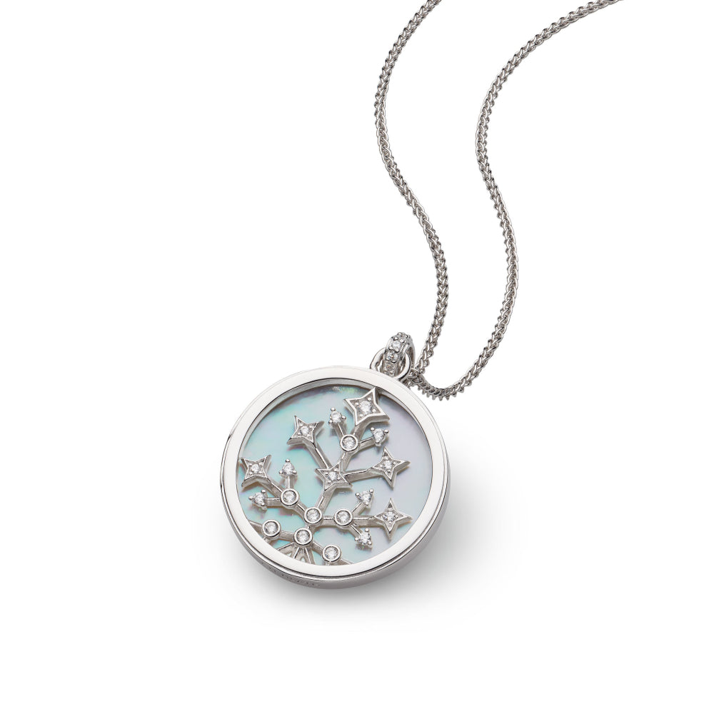 Silver Céleste Astoria Family Tree of Life Mother of Pearl Double Sided Necklace