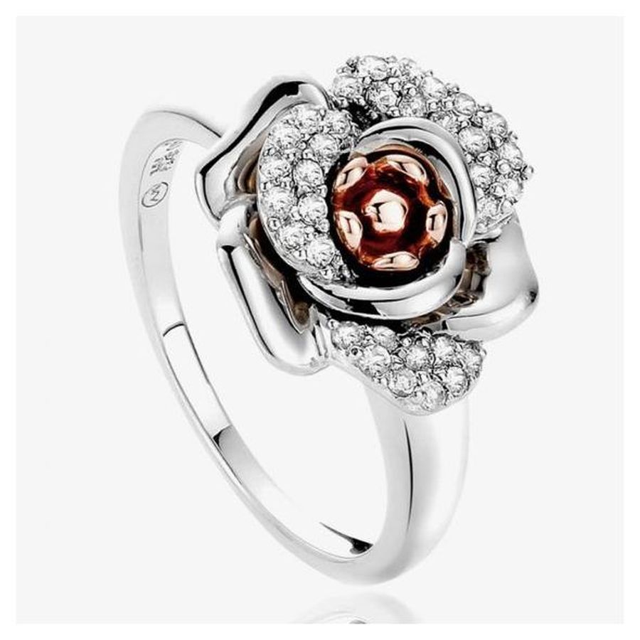 Silver and 9ct Rose Gold Moonlight Rose Ring