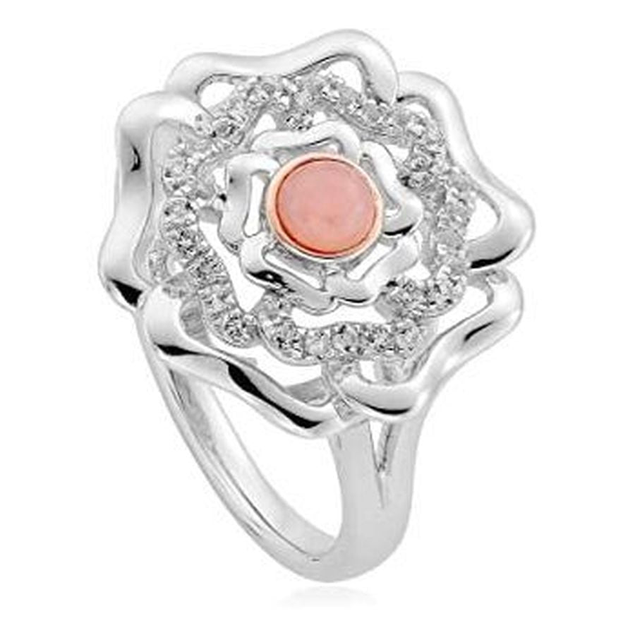 Silver and 9ct Rose Gold Tudor Rose Ring