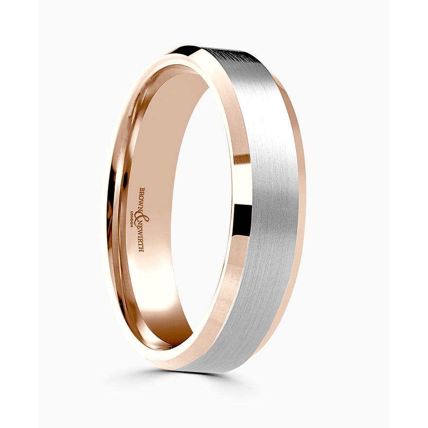 9ct Rose Gold & Palldium 5mm Wedding Band