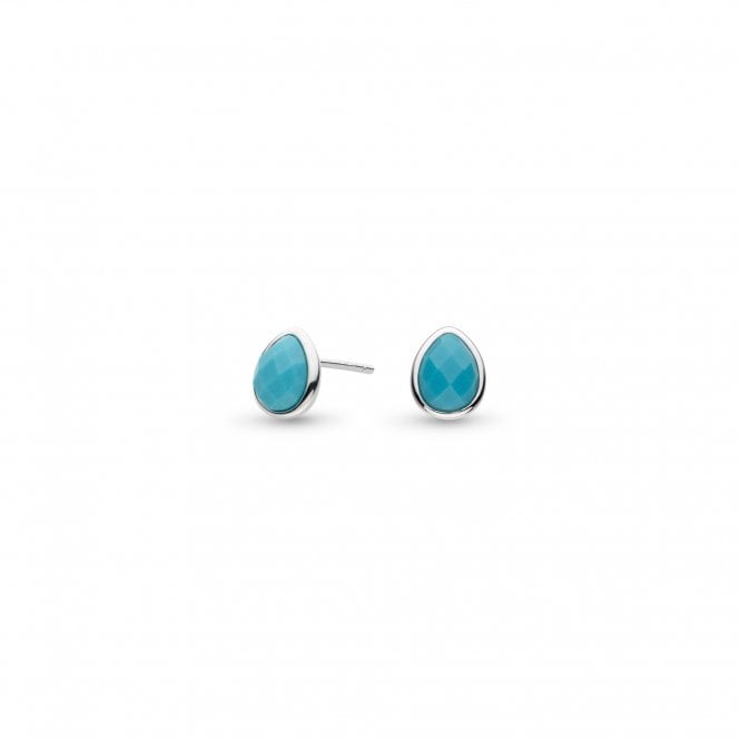 Silver Coast Pebble Azure Magnesite Set Stud Earrings