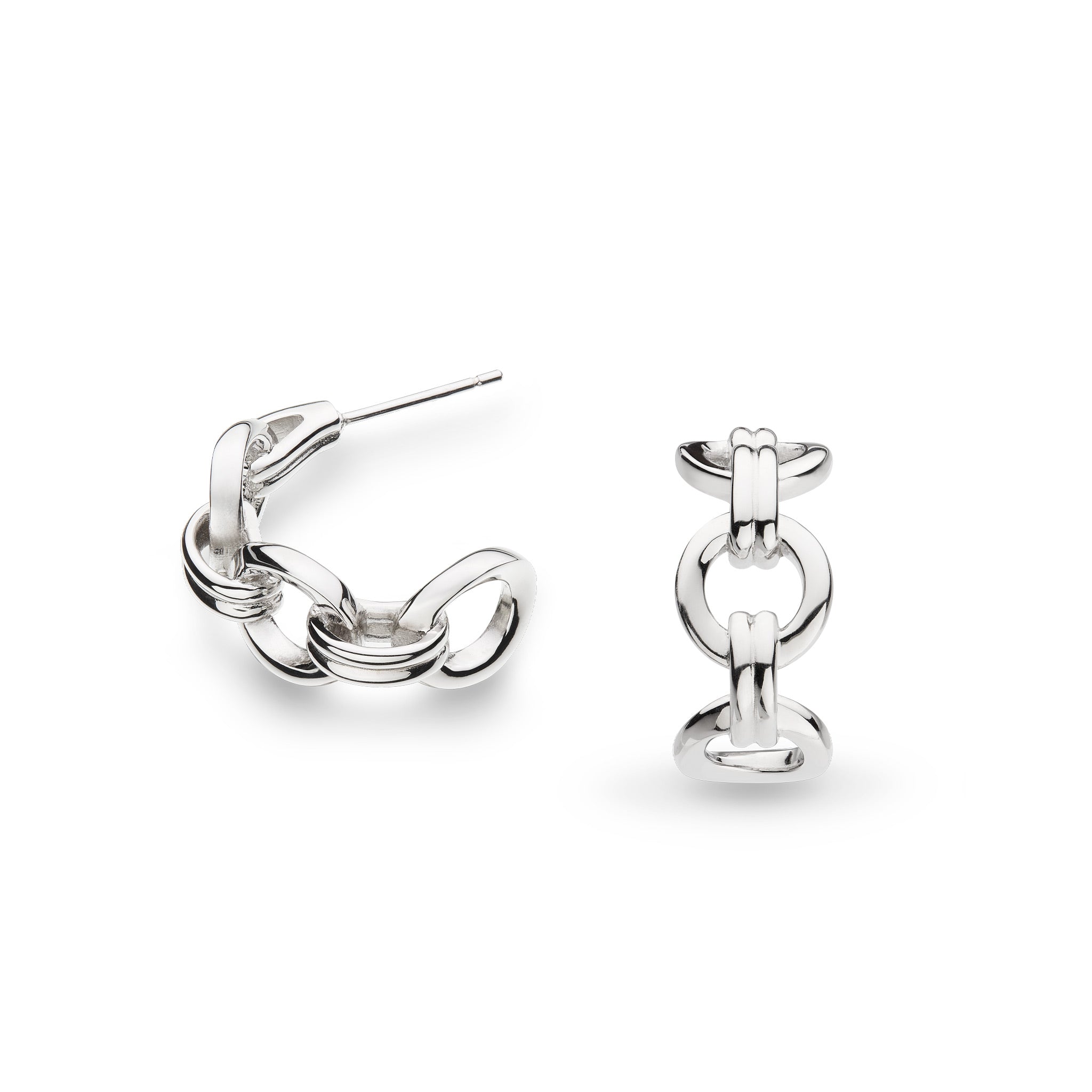 Silver Bevel Unity Semi Hoop Stud Earrings