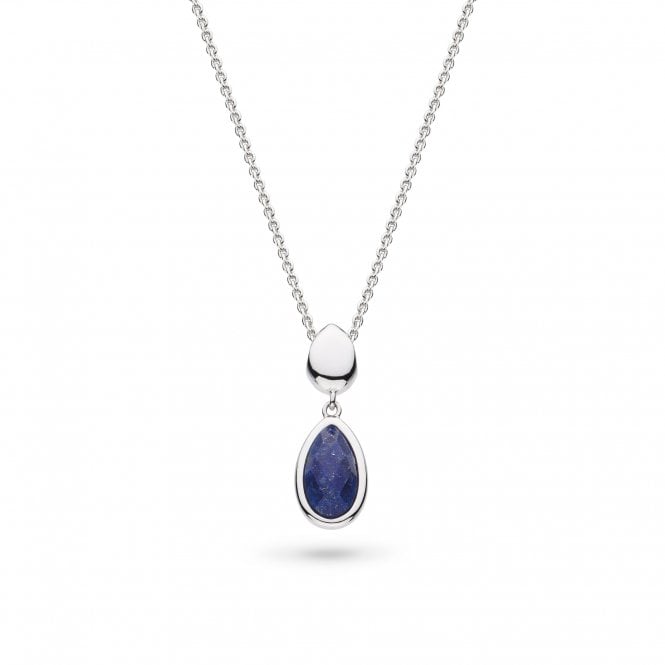 Silver Coast Pebble Azure Lapis Lazuli Set Duo Droplet 18" Necklace