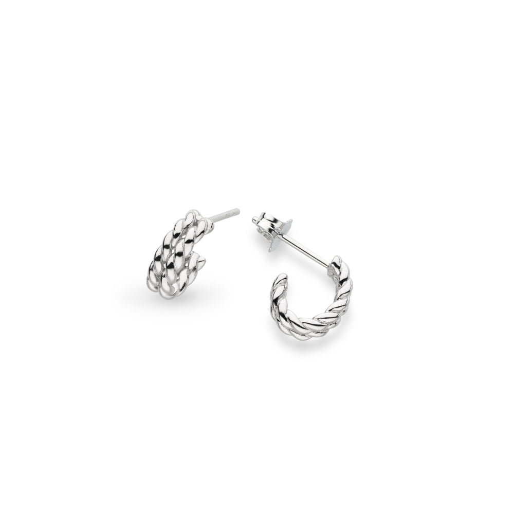 Silver Marina Rope Semi Hoop Stud Earrings