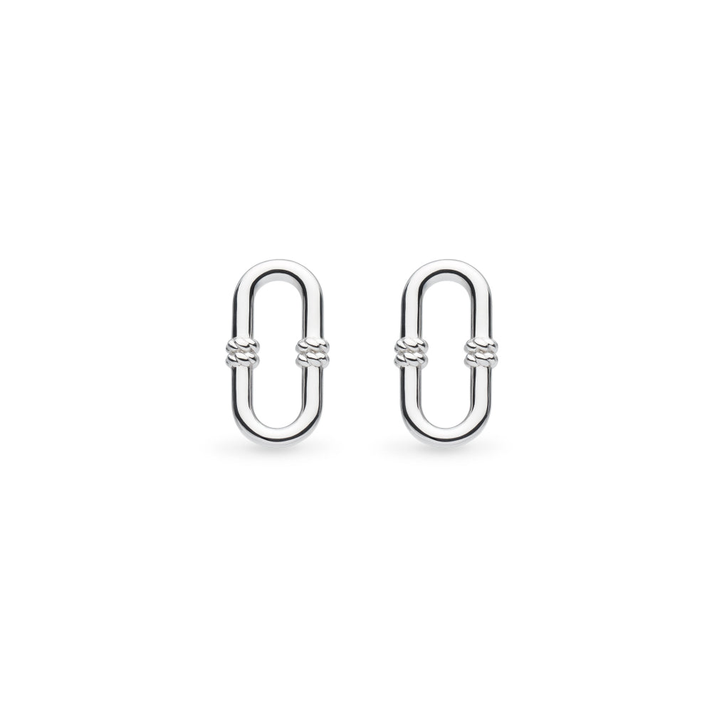 Silver Marina Rope Bar Link Stud Earrings