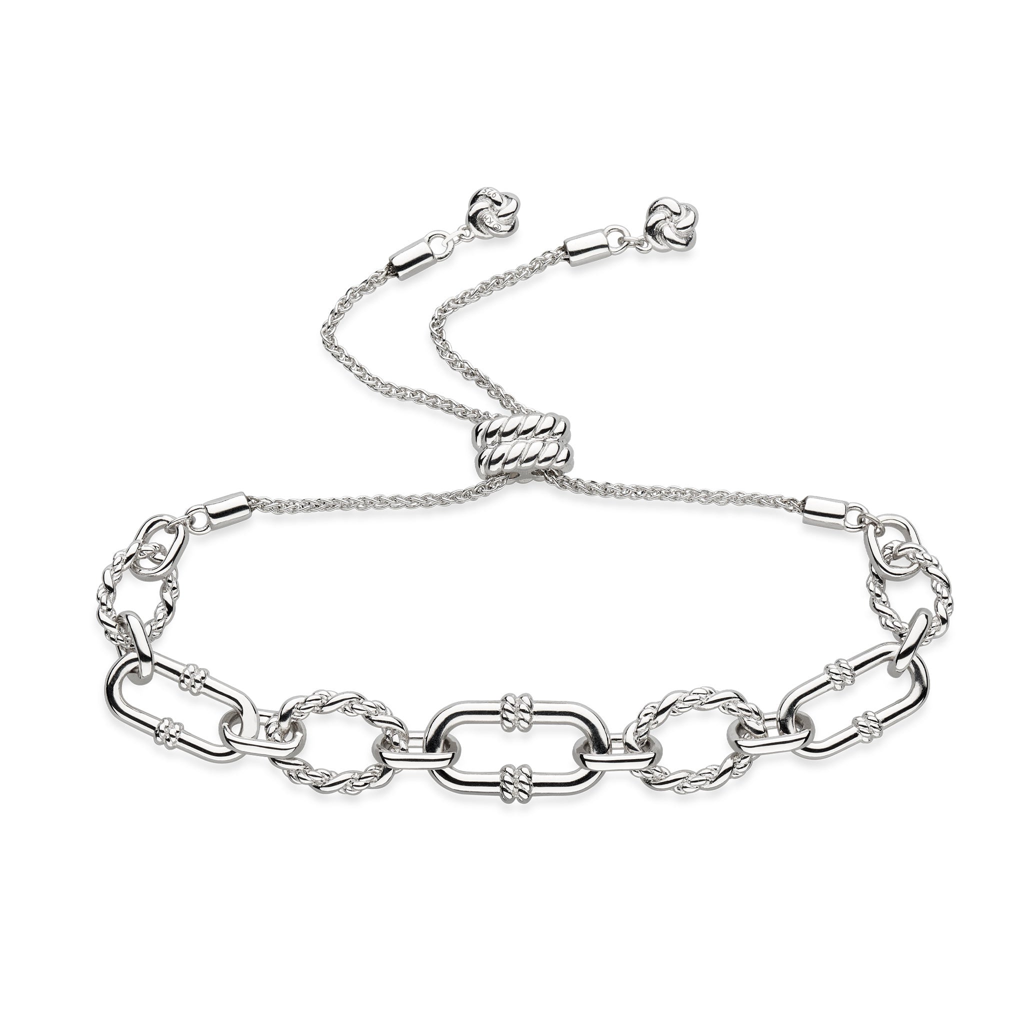 Silver Marina Rope Link Duo Graduated Toggle Bracelet