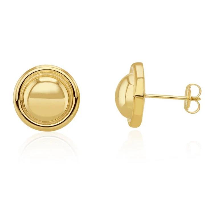 9ct Yellow Gold Dome & Border stud Earrings