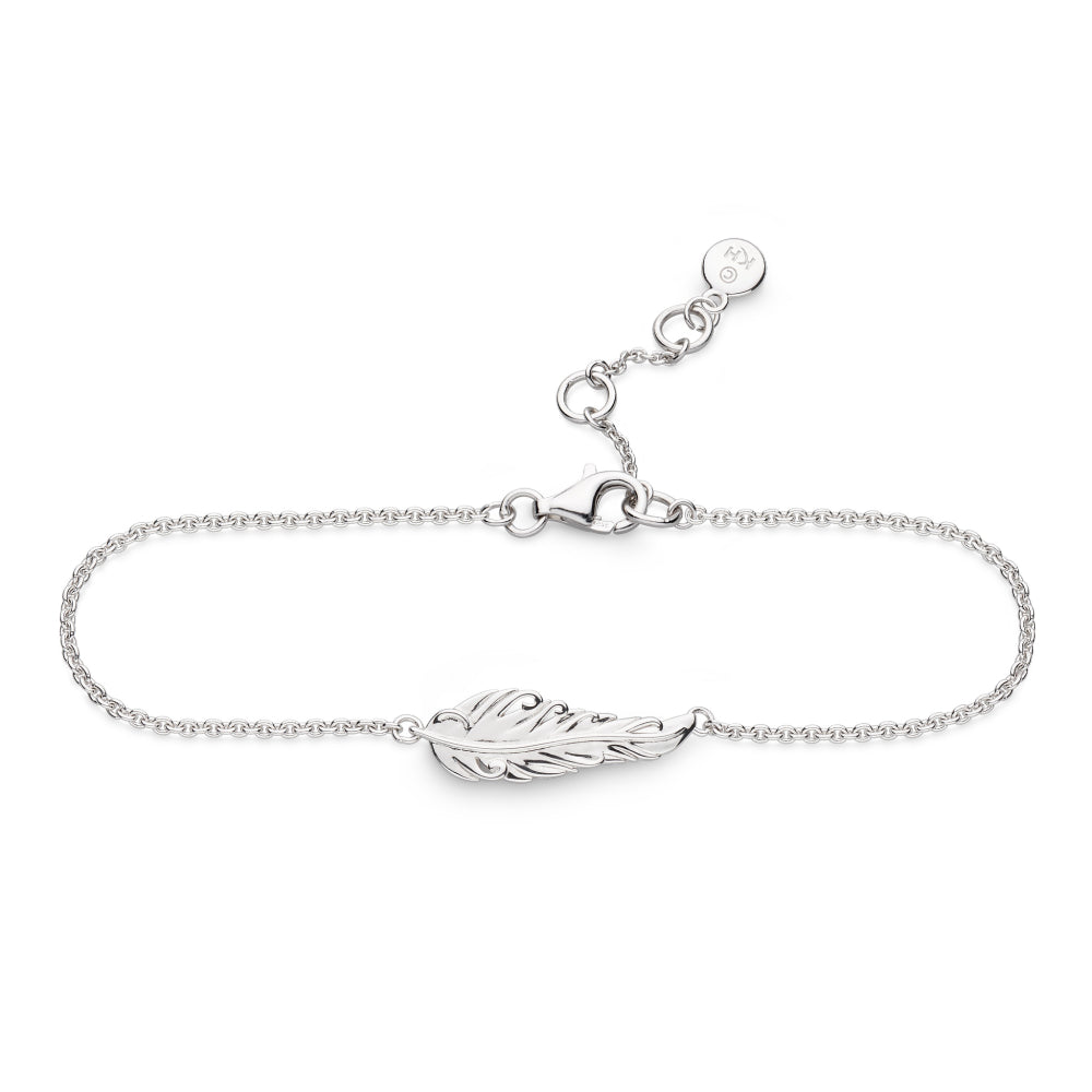 Rhodium Plated Silver Feather Wisp 7.5' Bracelet