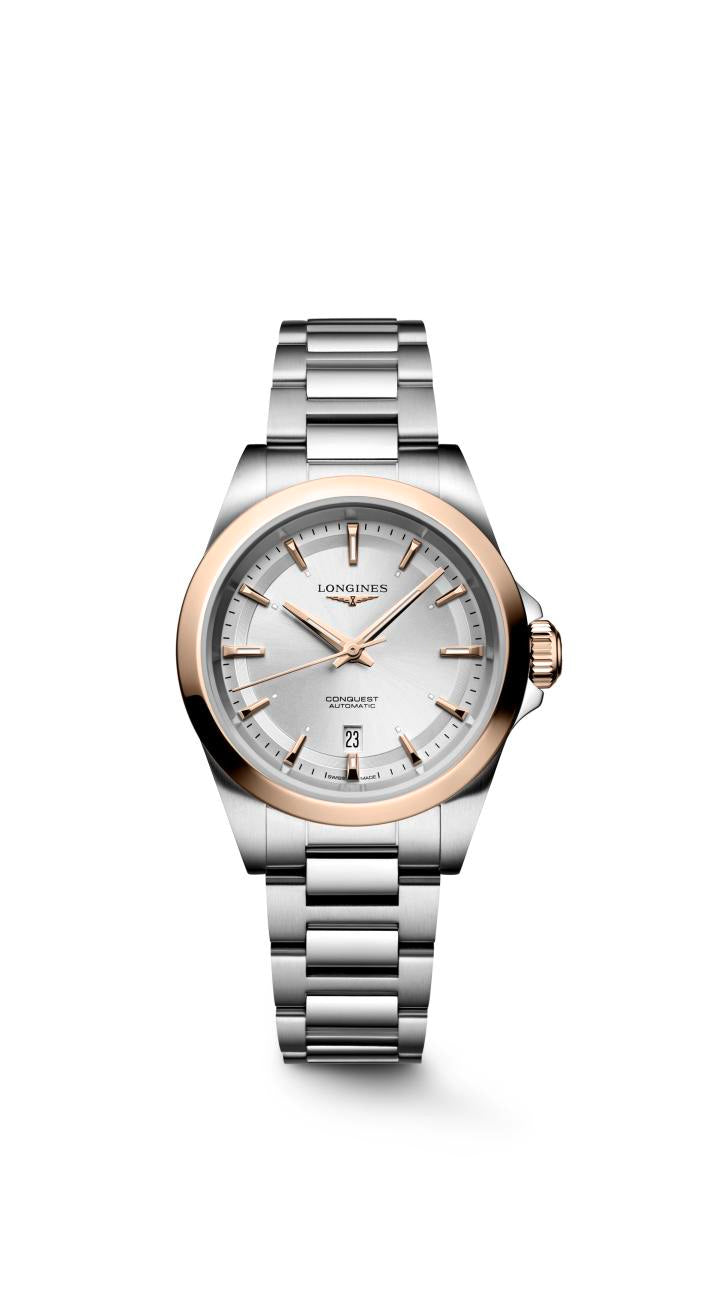Conquest Sil Dial RGold Cap Bzel Bracelet