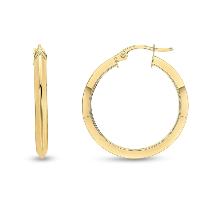 18ct Yellow Gold Knife Edge Hoop Earrings 25mm