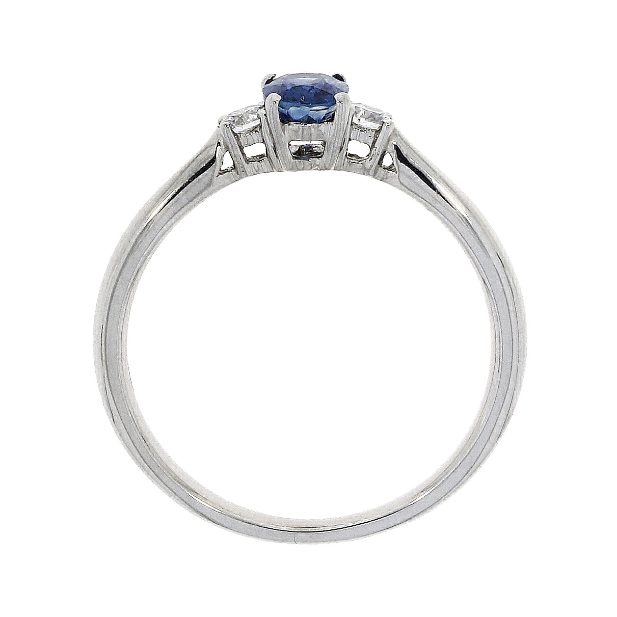 Platinum Sapphire and Diamond Claw set three stone ring