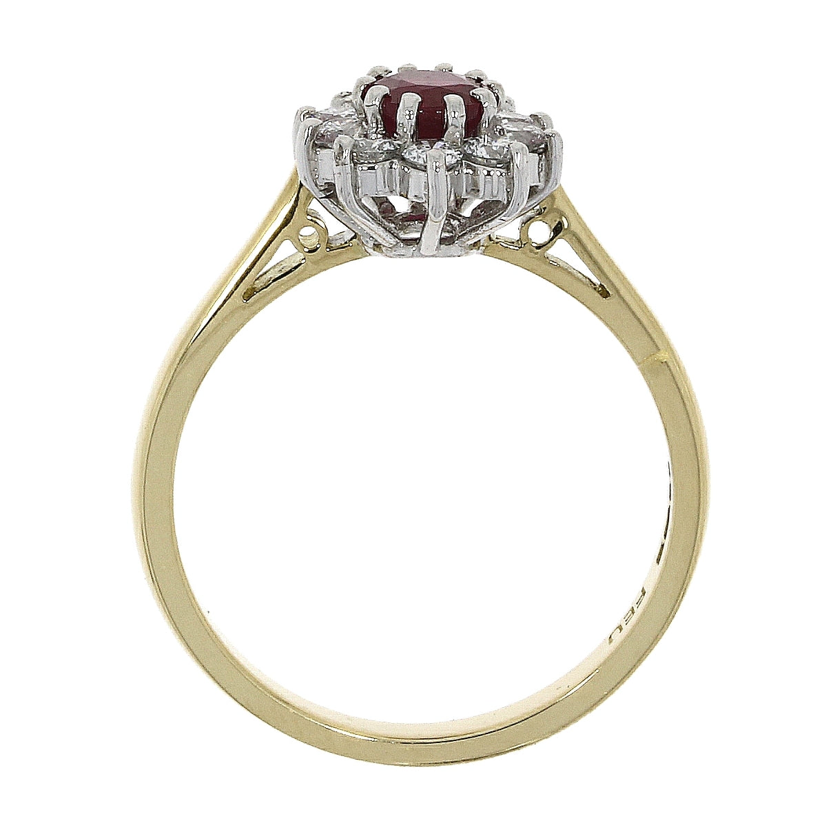 18ct Gold Ruby & Diamond Daisy Cluster Ring