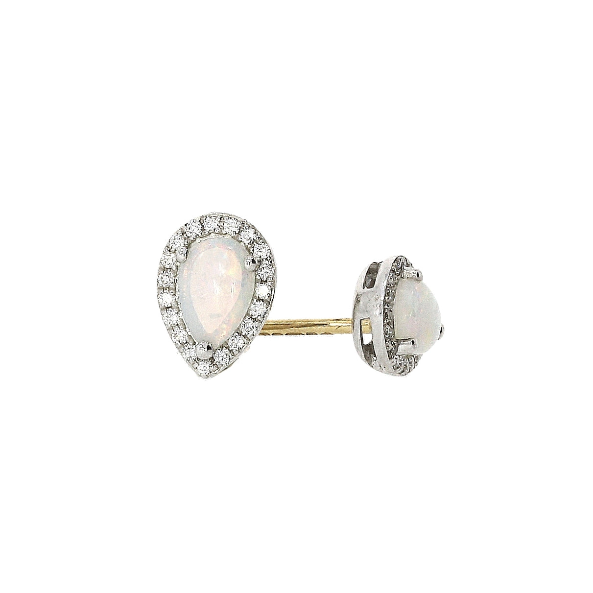 18ct Yellow & White gold Teardrop Opal & Diamond Earrings
